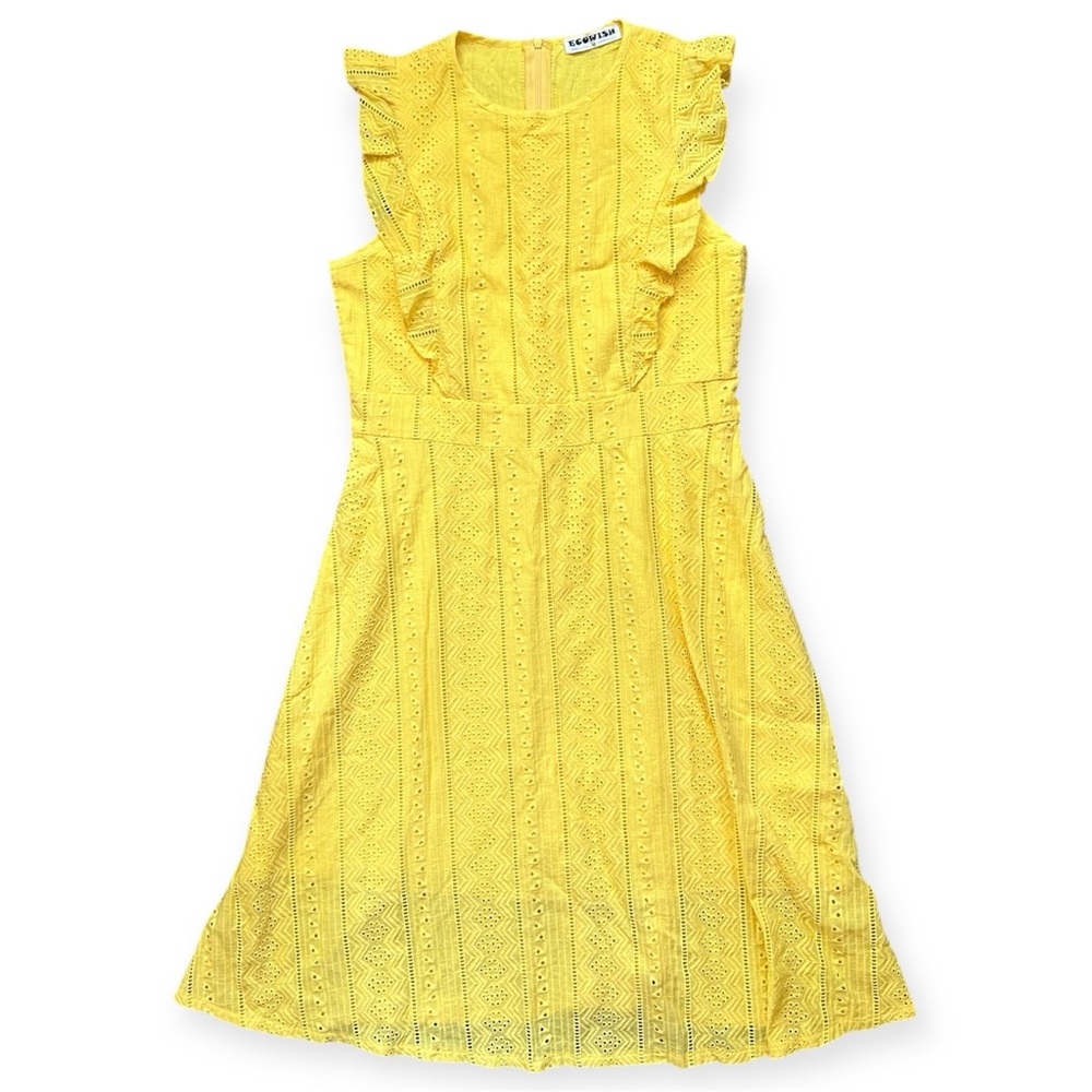 Sea New York Yellow Eyelet Midi Dress